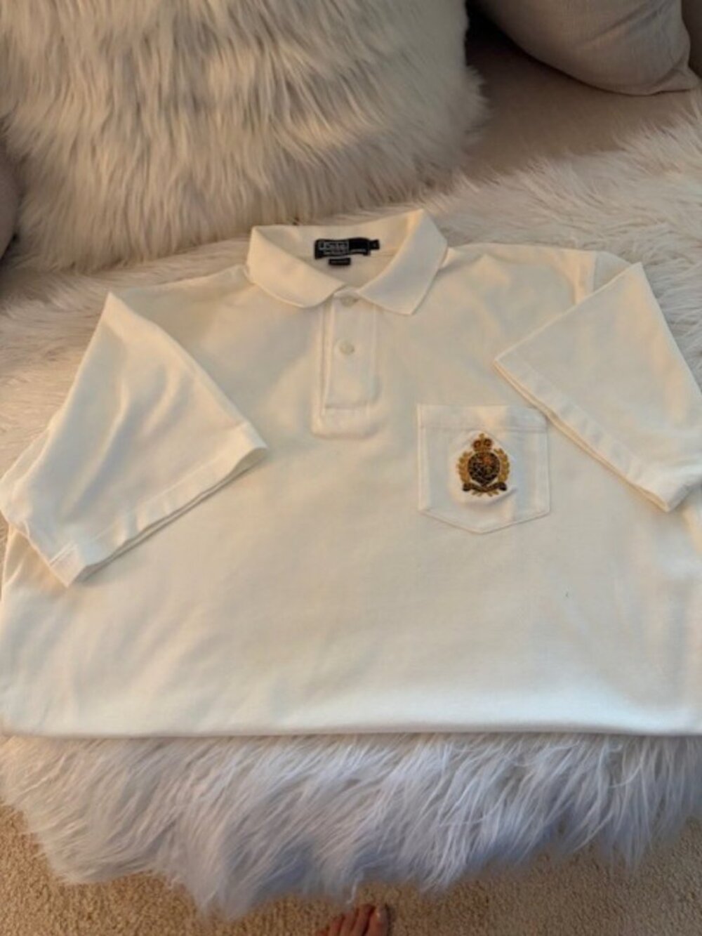 RALPH LAUREN WHITE CRESTED POLO